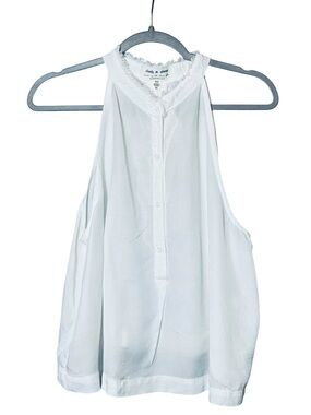 Anthropologie Cloth & Stone Frayed Edge Neckline Sleeveless Lined Top Blouse